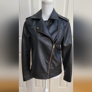 Faux Black Leather Biker Jacket